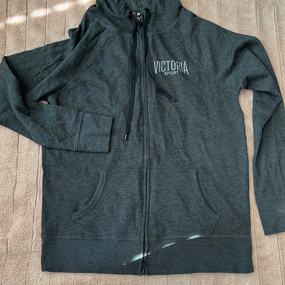 Victoria’s Secret Sport gray zip-up hoodie with mesh back panel - size medium - Picture 2 of 6